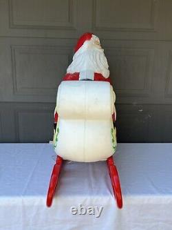 Vintage Santa in Sleigh & REINDEER Lighted Christmas Blow Mold Grand Venture