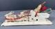 Vintage Santa In Sleigh Reindeer Diorama Putz Mica Glitter Composition 8