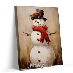 Vintage Santa in Sleigh with Reindeer Canvas Art Framed Classic Christmas Winter