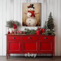 Vintage Santa in Sleigh with Reindeer Canvas Art Framed Classic Christmas Winter