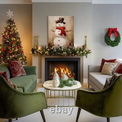 Vintage Santa in Sleigh with Reindeer Canvas Art Framed Classic Christmas Winter