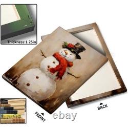 Vintage Santa in Sleigh with Reindeer Canvas Art Framed Classic Christmas Winter