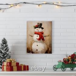 Vintage Santa in Sleigh with Reindeer Canvas Art Framed Classic Christmas Winter