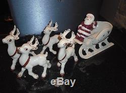 Vintage Santa's Sled and Reindeer LARGE DISPLAY Ceramic Holland Mold RARE