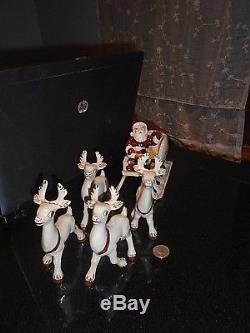 Vintage Santa's Sled and Reindeer LARGE DISPLAY Ceramic Holland Mold RARE