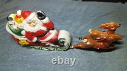 Vintage Santa's Sleigh 2 Reindeer Christmas Empire Plastics 1970 No Light 024156