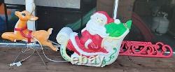 Vintage Santa's Sleigh & Reindeer Lighted Christmas Blow Mold by Grand Venture