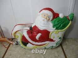 Vintage Santa's Sleigh with Reindeer Lighted Christmas Blow Mold Grand Empire +