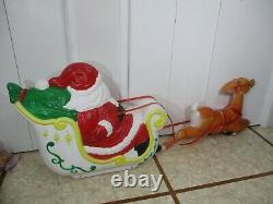 Vintage Santa's Sleigh with Reindeer Lighted Christmas Blow Mold Grand Empire +
