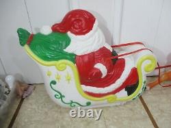 Vintage Santa's Sleigh with Reindeer Lighted Christmas Blow Mold Grand Empire +