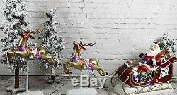 Vintage Santas Sleigh & Reindeer Large Commercial Lighted Christmas Yard Decor