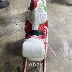 Vintage Santas Sleigh & Reindeer Lighted Christmas Blow Mold Grand Venture
