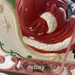 Vintage Santas Sleigh & Reindeer Lighted Christmas Blow Mold Grand Venture