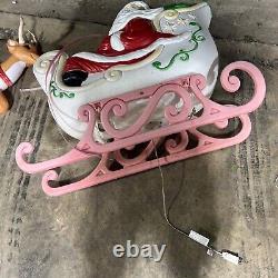 Vintage Santas Sleigh & Reindeer Lighted Christmas Blow Mold Grand Venture