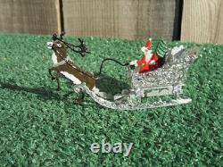 Vintage Schweizer Santa Sleigh Reindeer Metal Christmas Ornament Western Germany