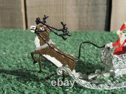 Vintage Schweizer Santa Sleigh Reindeer Metal Christmas Ornament Western Germany