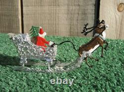 Vintage Schweizer Santa Sleigh Reindeer Metal Christmas Ornament Western Germany
