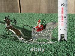 Vintage Schweizer Santa Sleigh Reindeer Metal Christmas Ornament Western Germany