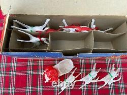 Vintage Sears Roebuck Plastic Christmas Toy Santa Sleigh 8 Reindeer Candy -box