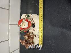 Vintage Spaghetti Santa Sleigh & Reindeer Japan Figurine 7 Christmas