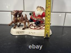 Vintage Spaghetti Santa Sleigh & Reindeer Japan Figurine 7 Christmas