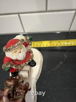 Vintage Spaghetti Santa Sleigh & Reindeer Japan Figurine 7 Christmas