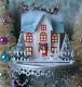 Vintage Style Putz Glitter Christmas House Santa Sleigh Reindeer Snowman Lighted
