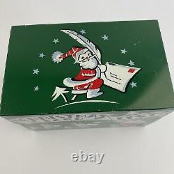 Vintage Stylecraft Metal Christmas Card List Box Green Santa Sleigh Reindeer MCM