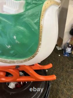 Vintage TPI Santa Claus In Sleigh With Reindeer Lighted Christmas Blow Mold