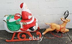 Vintage TPI Santa Claus in Sleigh with Reindeer Lighted Christmas Blow Mold