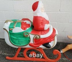 Vintage TPI Santa Claus in Sleigh with Reindeer Lighted Christmas Blow Mold