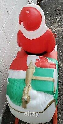 Vintage TPI Santa Claus in Sleigh with Reindeer Lighted Christmas Blow Mold