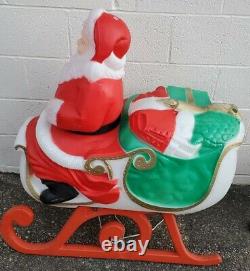 Vintage TPI Santa Claus in Sleigh with Reindeer Lighted Christmas Blow Mold