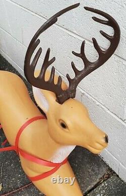 Vintage TPI Santa Claus in Sleigh with Reindeer Lighted Christmas Blow Mold