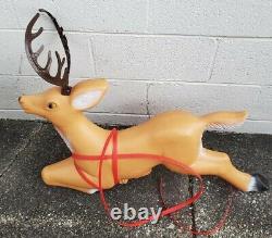 Vintage TPI Santa Claus in Sleigh with Reindeer Lighted Christmas Blow Mold