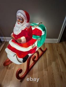 Vintage TPI Sleigh Sled Santa Christmas Blow Mold Lighted Roof Yard Decor Xmas