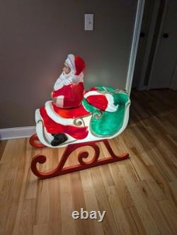 Vintage TPI Sleigh Sled Santa Christmas Blow Mold Lighted Roof Yard Decor Xmas
