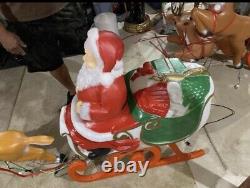 Vintage TPI santa in sleigh with reindeers christmas blowmolds