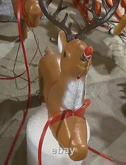 Vintage TPI santa in sleigh with reindeers christmas blowmolds