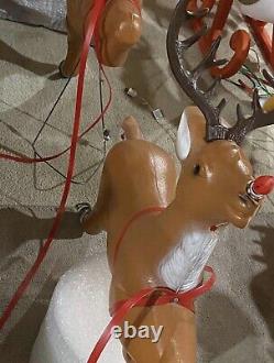 Vintage TPI santa in sleigh with reindeers christmas blowmolds