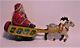 Vintage Tin Litho Japan Wind Up Toy Santa With Sleigh & Reindeer Bell
