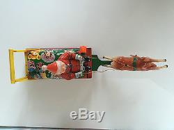 Vintage Tin Toy Masudaya MT Modern Toys Santa Claus on Reindeer Sleigh Japan BOX
