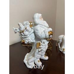 Vintage Traditions Porcelain Santa with Sleigh and Reindeer Center Piece or Ma