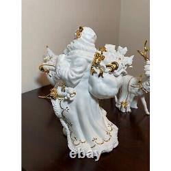 Vintage Traditions Porcelain Santa with Sleigh and Reindeer Center Piece or Ma