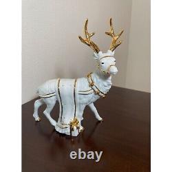 Vintage Traditions Porcelain Santa with Sleigh and Reindeer Center Piece or Ma