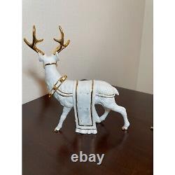Vintage Traditions Porcelain Santa with Sleigh and Reindeer Center Piece or Ma