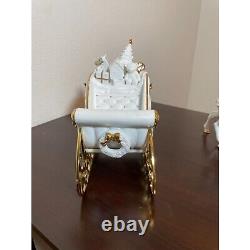 Vintage Traditions Porcelain Santa with Sleigh and Reindeer Center Piece or Ma