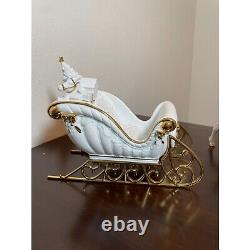 Vintage Traditions Porcelain Santa with Sleigh and Reindeer Center Piece or Ma