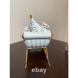 Vintage Traditions Porcelain Santa with Sleigh and Reindeer Center Piece or Ma