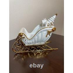 Vintage Traditions Porcelain Santa with Sleigh and Reindeer Center Piece or Ma